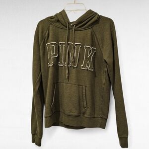 PINK Victoria's Secret Olive Green Hoodie Size Large